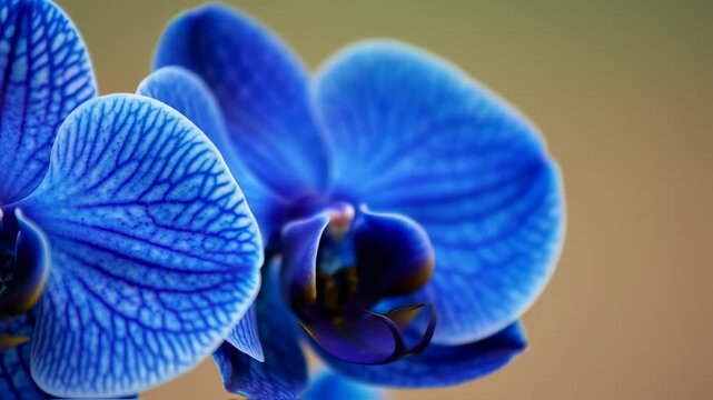 Close-up of a vibrant blue orchid flower