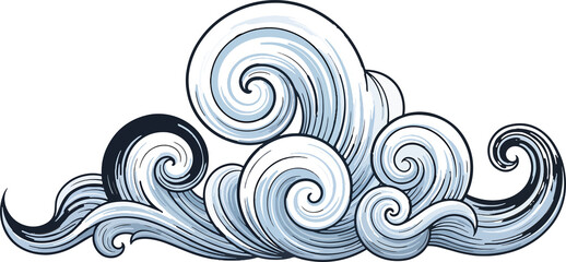 Fototapeta premium Swirling Wave Patterns in Black and White.