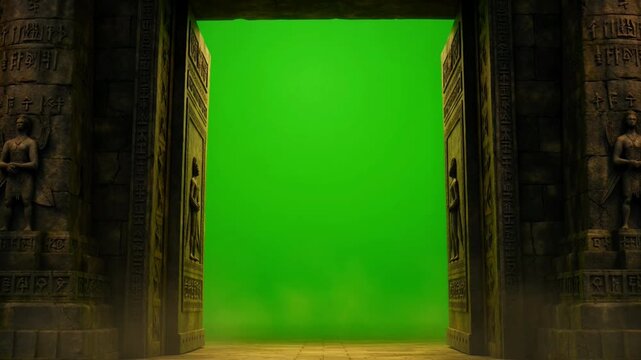 Green Screen Ancient Temple Entrance.