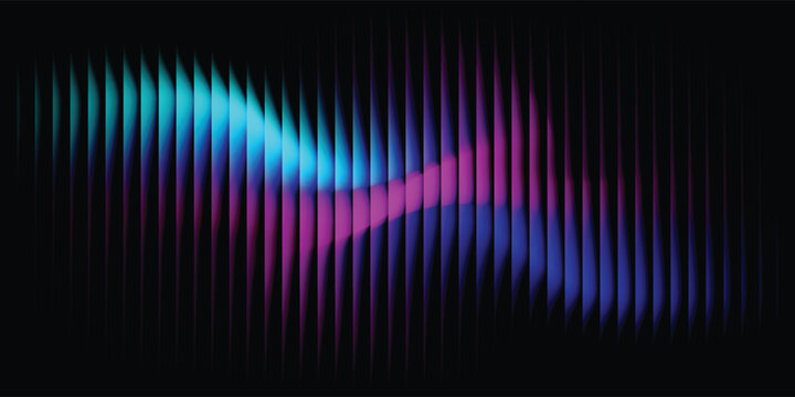 Abstract grainy ribbed glass background in blue purple tones with glossy curved texture simple