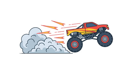 Monster Truck Jumping Action with Speed Lines and Smoke Cloud © rahma