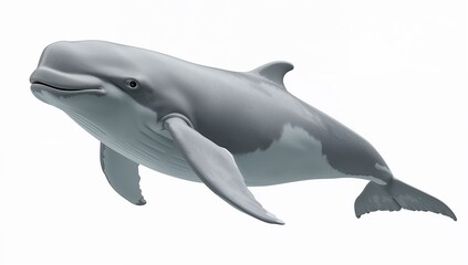 Obraz premium Beluga Whale Swimming in Dynamic Pose Isolated on White Background in Hyperrealistic 8K