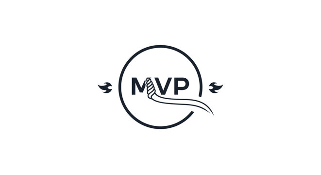 Minimalist MVP logo design concept.