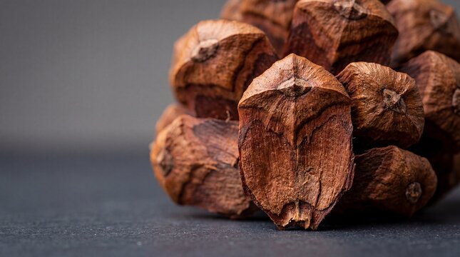 Close-up Macro Shot of Dried Physalis Peruviana Fruits on Dark Surface.