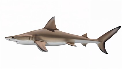 Naklejka premium Great Hammerhead Shark Side View Isolated on White Background in Hyperrealistic 8K