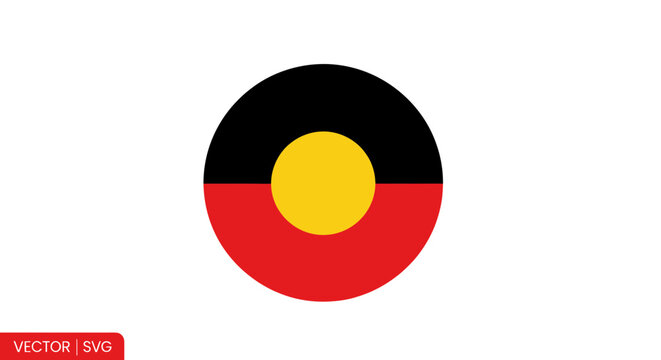 Australian Aboriginal Flag Symbol - Black, Red, Yellow Circle Icon