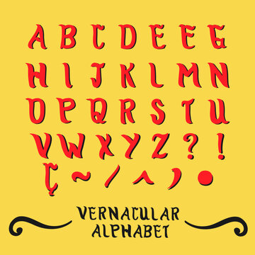 Alfabeto Vernacular Brasileiro Tipografia Estilo Popular em Vetor