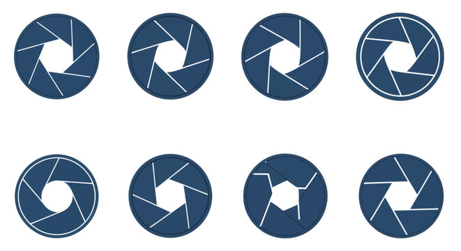 Camera shutter icons in blue.