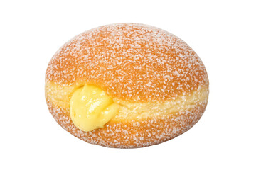 Naklejka premium Fresh custard cream filled donut on transparent background