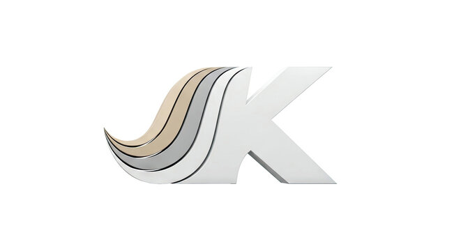 Monogram K with flowing layered element