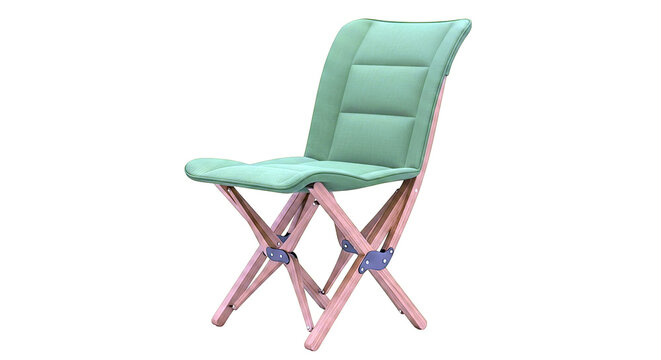 Green Padded Folding Chair with Wooden Frame