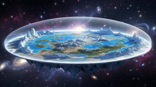 Tropical Islands on a Flat Earth Map Under a Dome