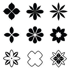 Obraz premium Traditional japanese kanji-style flower patterns in black and white designs