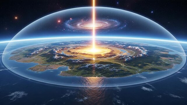 Sun Shining Directly Under the Firmament Dome of Flat Earth