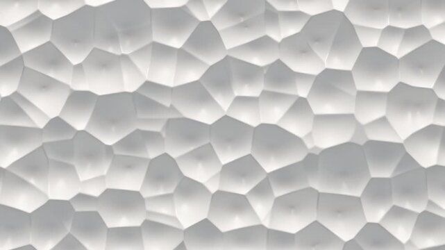 Voronoi noise cells on the surface. Bright, milky organic mesh motion background. Seamless loop.