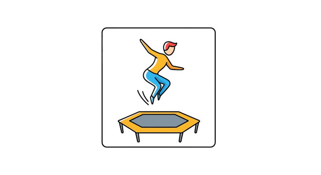 Energetic person enjoying a fun bounce on an octagonal trampoline during active playtime