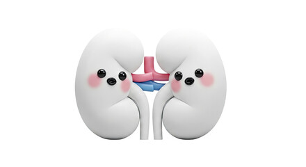 Obraz premium Cute Cartoon Kidneys with Faces and Blushing Cheeks