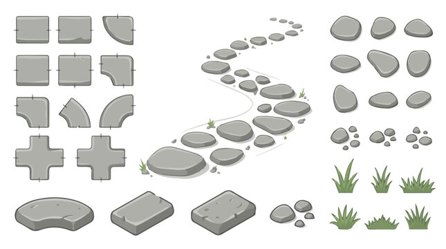 Curved Stepping Stones Path Isolated Game Design Asset