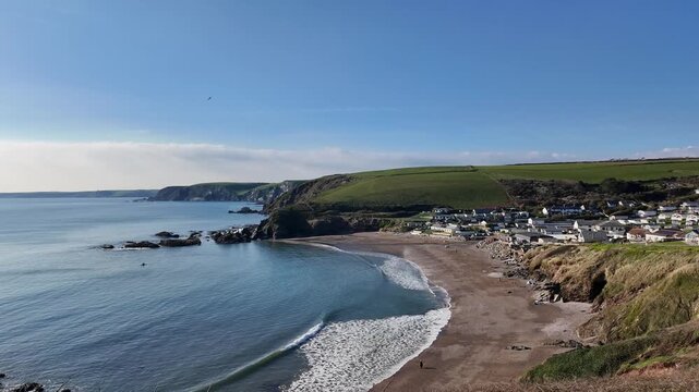 Devon England UK. 21.03.2026. Video. South Devon UK. 21.03.2026. A scenic view of a residential area with static homes at CHallaborough in South Devon and situated on a terraced hillside