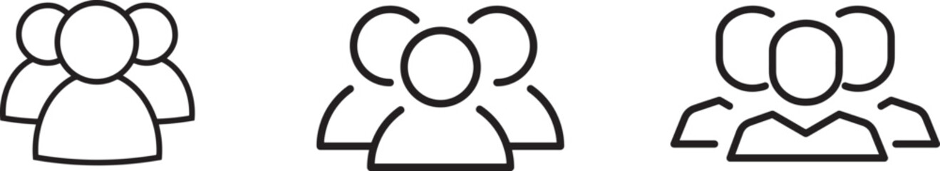 Employee team outline icon set. professional collective outline icons. Line signs group of people. Vector illustration isolated pictograms for web and app on white background. © ISATON