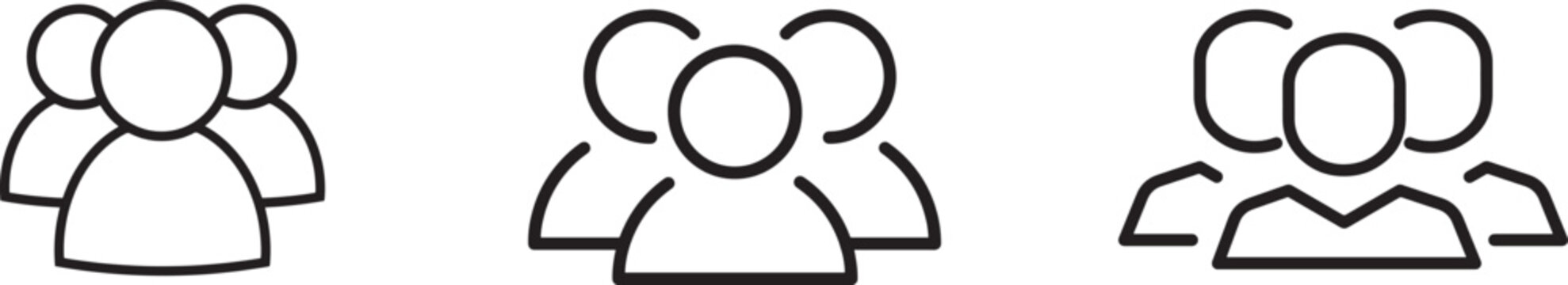 Employee team outline icon set. professional collective outline icons. Line signs group of people. Vector illustration isolated pictograms for web and app on white background.