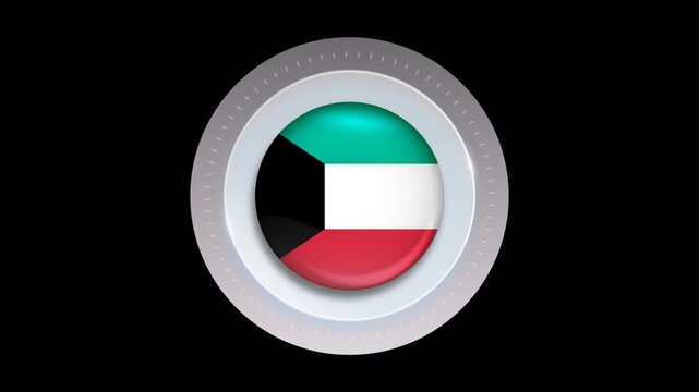 Kuwait flag 3D round glossy realistic national symbol travel concept