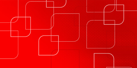 Fototapeta premium Minimal geometric background with dynamic red shapes and white lines. abstract red background.