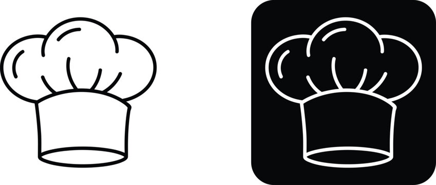 Chef hat outline and filled in black cook uniform