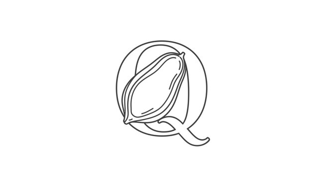 Monoline letter Q emblem featuring an elegant stylized botanical pod form within its structure