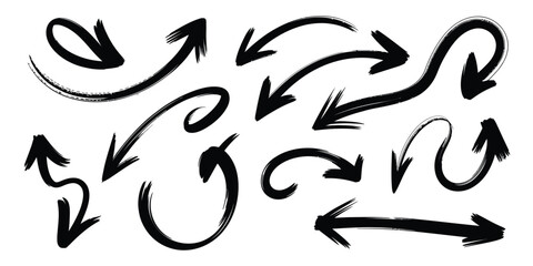 Fototapeta premium A collection of hand-drawn black arrows on a white background