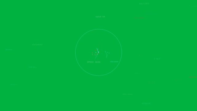 Epoch updating teal reticle rotating and nodes drifting monitoring diagnostics on transparent panel