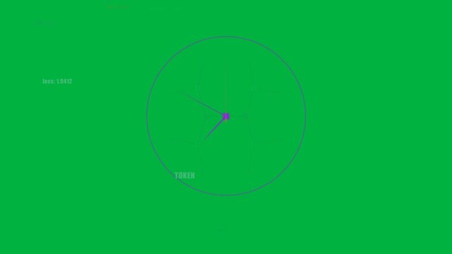 Radial graph moving on transparent canvas with rotating orange pointer driving links, showing focus