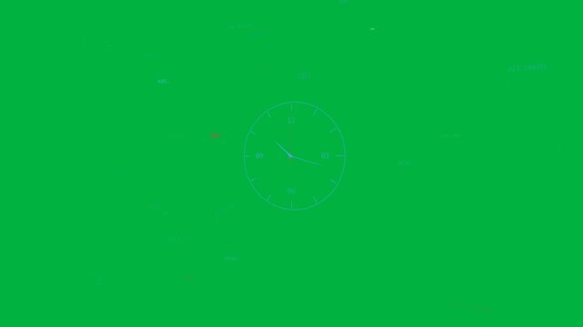 Center gauge receiving, rotating red hand clockwise, blue hands shifting, updating nav, transparent
