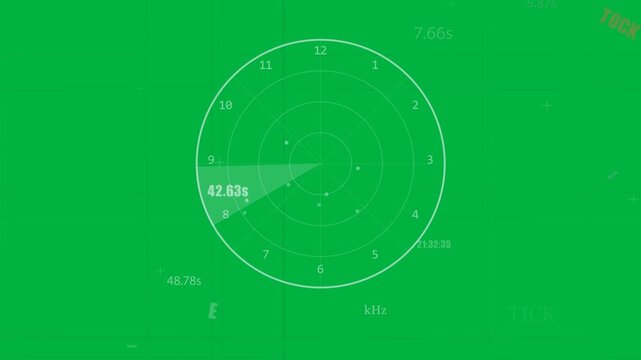 Dial appearing, wedge rotating clockwise, revealing dots, BPM and seconds on transparent background