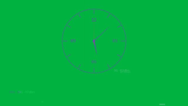 HUD activating, purple dial rotating CW, hands sweeping, showing SIG HDG, transparent background