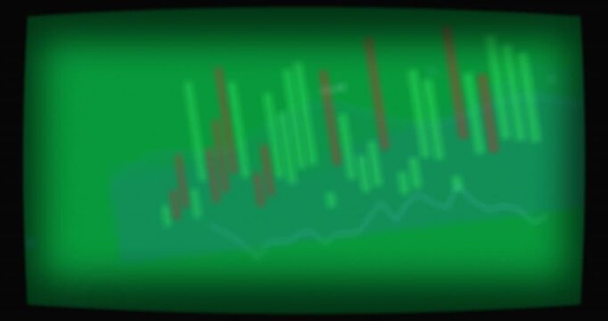 Playback starting chart growing candles and line marker sliding right showing growth on transparent