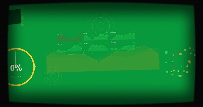 Data arriving HUD animating gauge, waveform, charts rising for monitoring on transparent bg