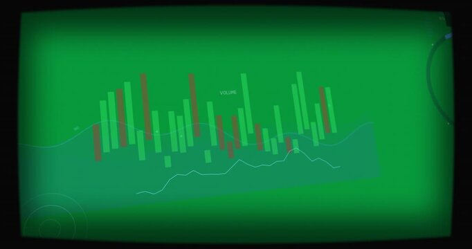 On load HUD animating, showing VOLUME trends, bars rising, wave rolling, gauge 0% transparent bg