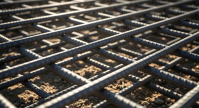 Steel rebar grid for construction foundation