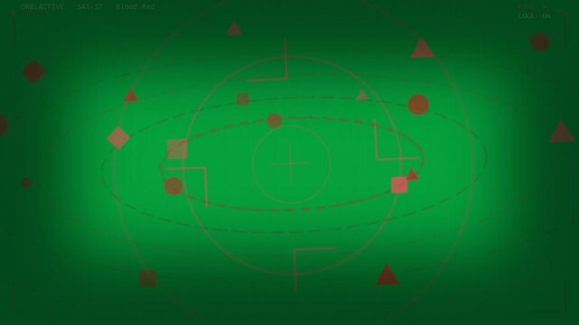 Dashed orbit appearing, HUD overlay guiding red markers orbiting rings showing scan on transparent