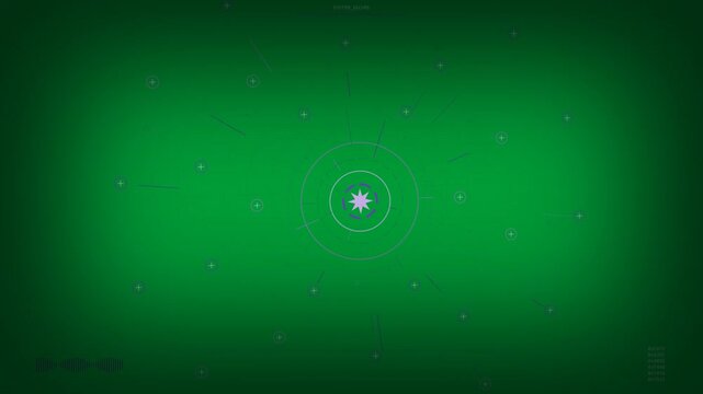 Faint ring appearing, HUD reticle spawning plus nodes, forming rings on transparent background