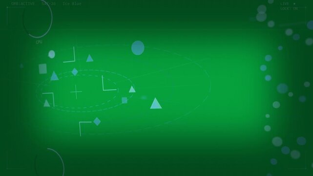 HUD detecting signal, sending cyan markers orbiting reticle on transparent canvas visualizing data