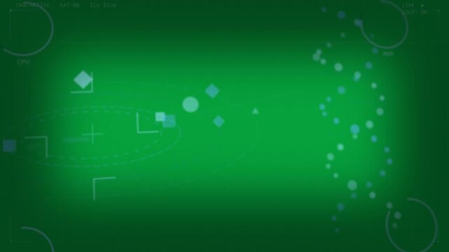 On load orbital HUD animating rotating tokens forming helix for diagnostics on transparent backdrop