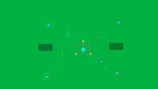 On transparent canvas load hexagon network pulsing, paths sending signals outward showing data flow