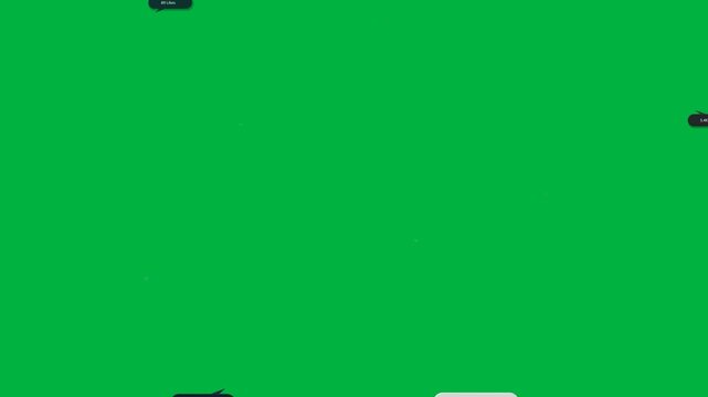Purple dot appearing marker labels sliding tagging icons fading showing counts on transparent stage