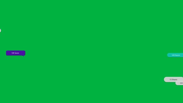 Black canvas showing metric bubbles sliding stacking then clearing showing counts on transparent BG