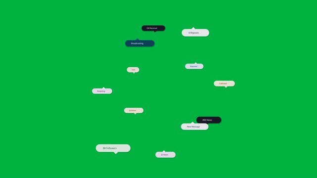 Two seed bubbles popping, UI bubbles forming ring, showing metrics, then fading on transparent bg