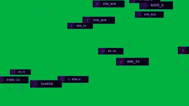 On startup transparent overlay unfolding, purple boxes drifting in, clustering to show node metrics