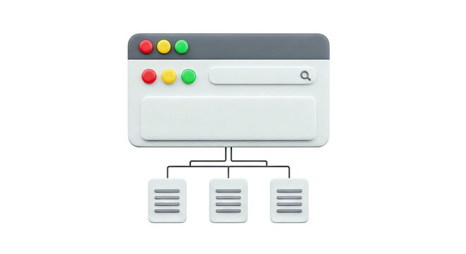 Website structure and search bar 3D icon