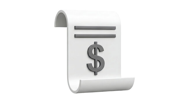 3D Bill Icon with Dollar Sign